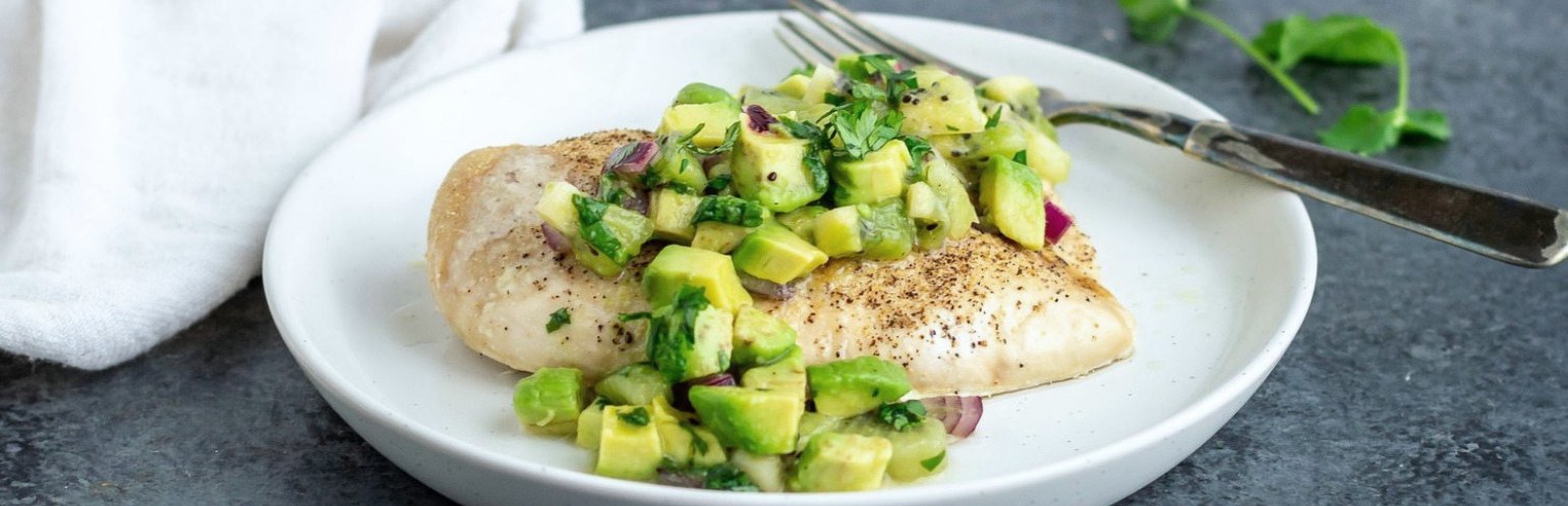 Baked Chicken with Kiwi Avocado Salsa