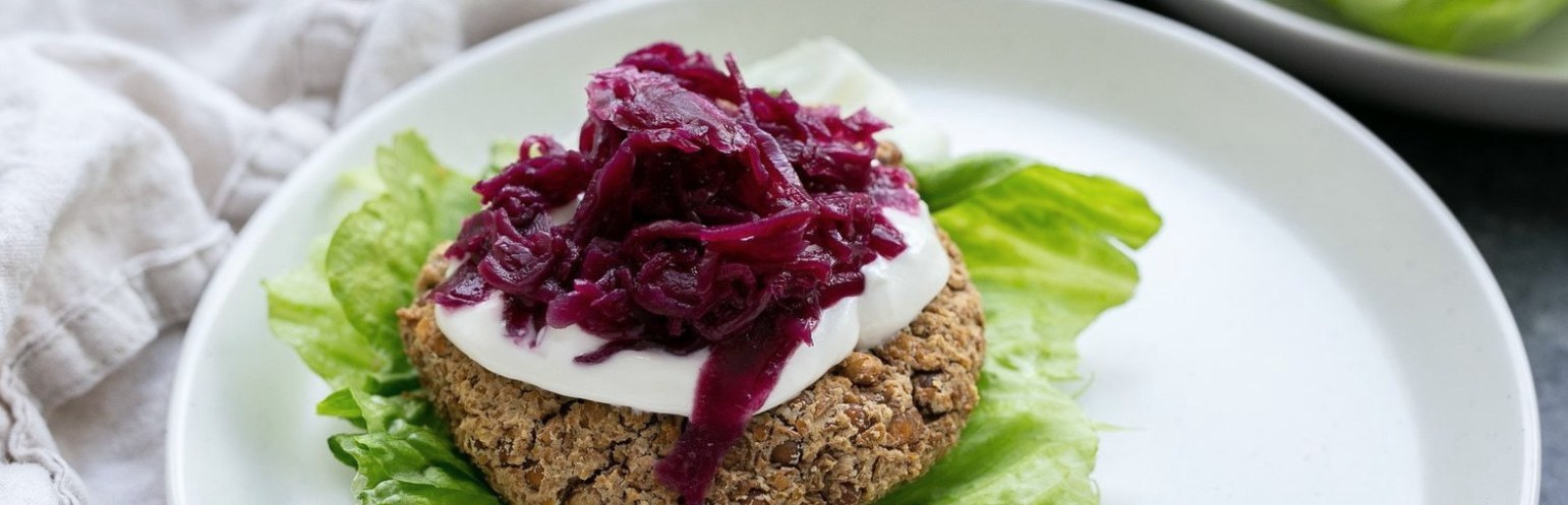 Lentil Tahini Burgers with Sauerkraut