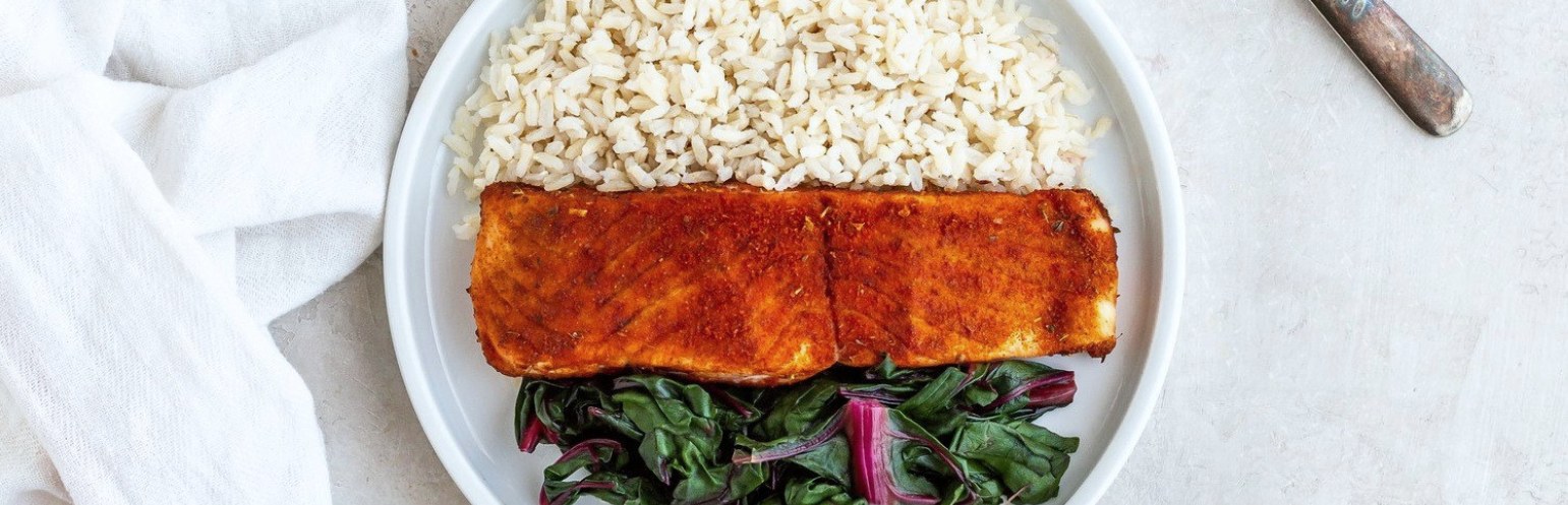 Salmon with Rice & Greens